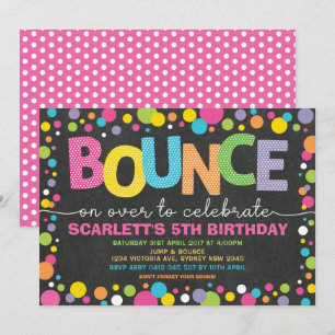 Bounce Jump Trampoline Party Birthday Girl Kaart