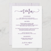 Bounce kalligrafie wervelig (pruim / Paarse) bruil Menu (Voorkant / Achterkant)