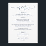 Bounce kalligrafie wervelig (stoffig blauw) bruilo menu<br><div class="desc">Swirly Bouncy Calligraphy Wedding Menu (Dusty Blue): Dit prachtige huwelijksmenu is voorzien van een bouncy, swirly stoffige blauwe kalligrafie script aan de bovenkant. De achterkant heeft een houten textuur die je kunt roteren, de basiskleur kunt veranderen of helemaal kunt verwijderen als je wilt. Wijzig jouw tekst en namen onderaan. Maak...</div>