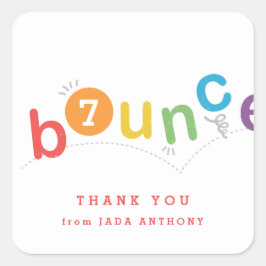 bounce Kinderen verjaardagsfeest bedankt Vierkante Sticker