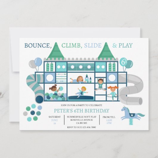 Bounce klimspel Verjaardagsfeestuitnodiging Kaart (Voorkant)