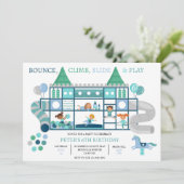 Bounce klimspel Verjaardagsfeestuitnodiging Kaart (Staand voorkant)