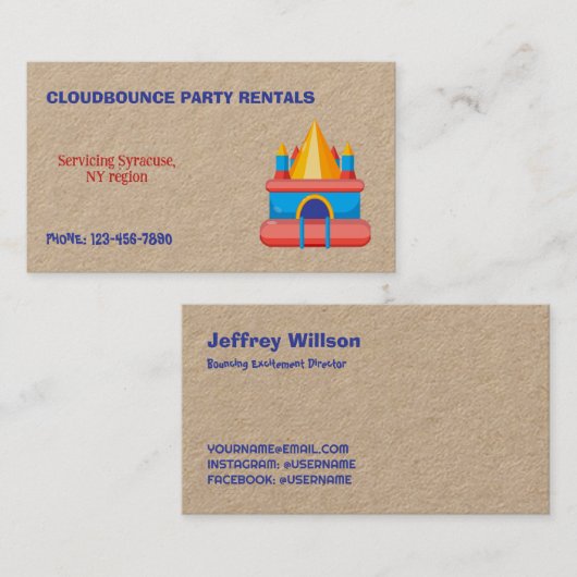 Bounce Rentals Visitekaartje (Voorkant / Achterkant)