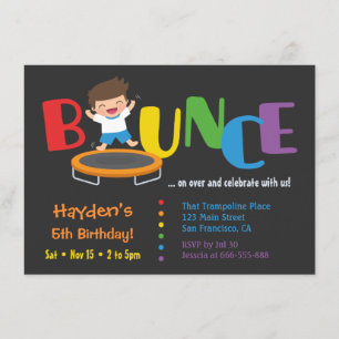 Bounce Trampoline Boys Birthday Party Kaart