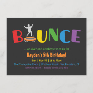 Bounce Trampoline Kids Verjaardagsfeestje Uitnodig Kaart