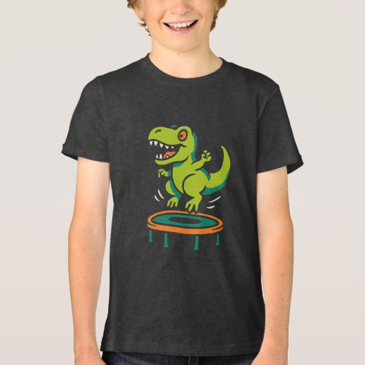 Bouncing Dino Fun Tri-Blend Shirt (Voorkant)