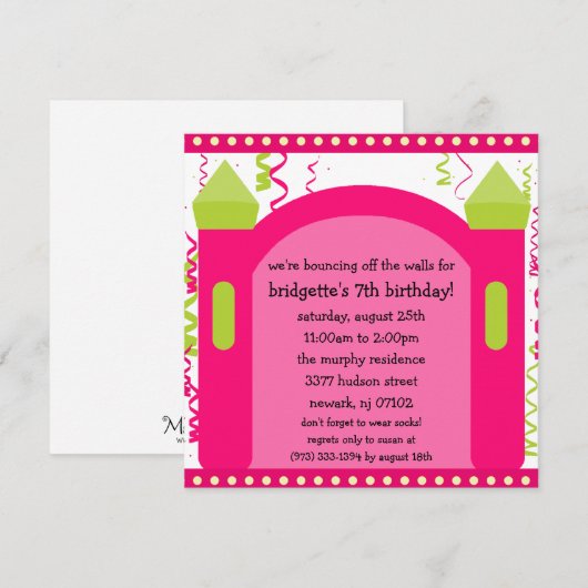 Bouncing of the Walls Bounce House Birthday Party Kaart (Voorkant / Achterkant)