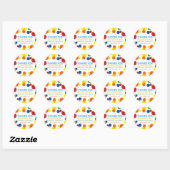 Bouncy Ball Birthday Round Favor Stickers (Vel)