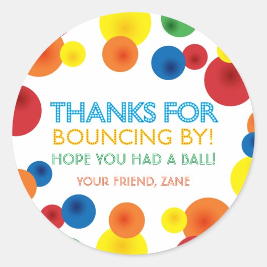 Bouncy Ball Birthday Round Favor Stickers (Voorkant)