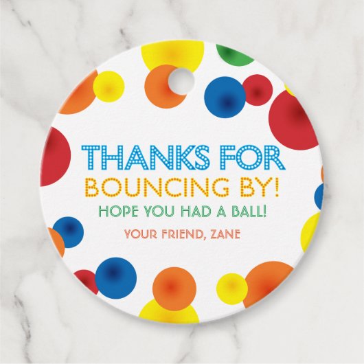 Bouncy Ball Birthday Round Favor Stickers Bedankjes Labels (Voorkant)