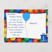 Bouncy Balls Ball Pit Boy's Verjaardagsfeest Uitno Briefkaart (Achterkant)