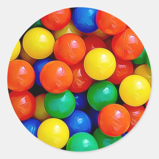 Bouncy Balls Verjaardag Ronde Sticker (Voorkant)