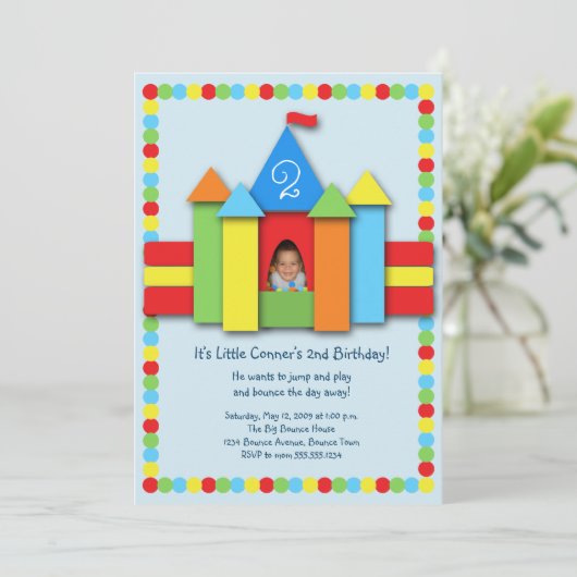 Bouncy Bithday Uitnodiging (Staand voorkant)