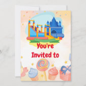 Bouncy Castle Adventure Park Birthday Party Invi Kaart (Voorkant)
