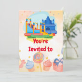 Bouncy Castle Adventure Park Birthday Party Invi Kaart (Staand voorkant)