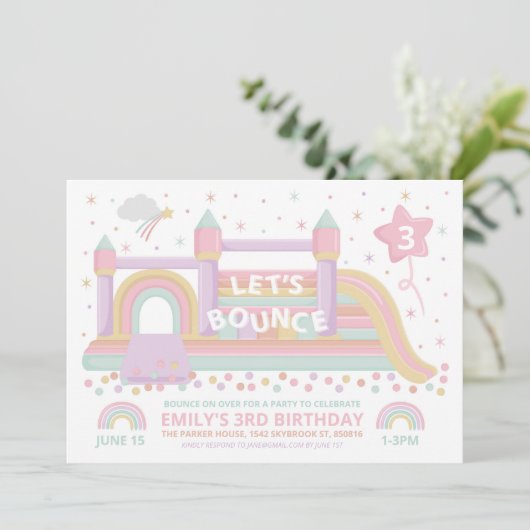 Bouncy Castle Birthday Uitnodiging (Staand voorkant)