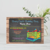 Bouncy Castle Party Jump Kids Verjaardag Uitnodigi Kaart (Staand voorkant)