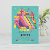 Bouncy Castle Verjaardagsfeest Jump Bounce Blauwgr Kaart (Staand voorkant)