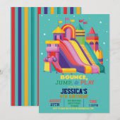 Bouncy Castle Verjaardagsfeest Jump Bounce Blauwgr Kaart (Voorkant / Achterkant)