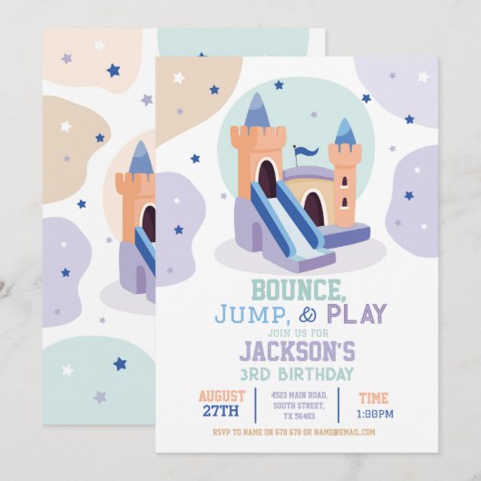 Bouncy Castle Verjaardagsfeestje Jump Bounce House Kaart (Voorkant / Achterkant)