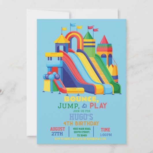 Bouncy Castle Verjaardagsfeestje Jump Bounce House Kaart (Voorkant)