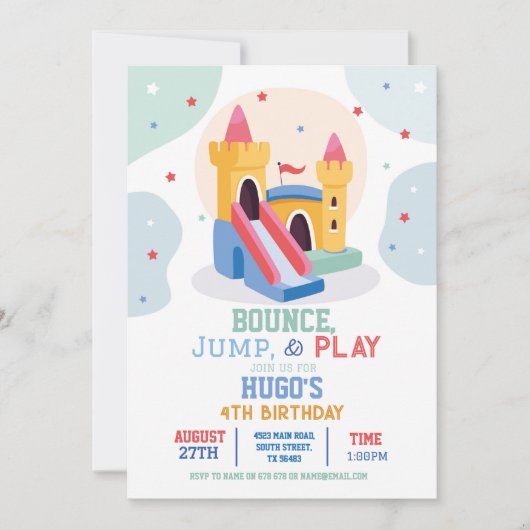 Bouncy Castle Verjaardagsfeestje Jump Bounce House Kaart (Voorkant)