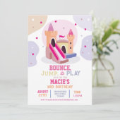 Bouncy Castle Verjaardagsfeestje Roze Bounce House Kaart (Staand voorkant)