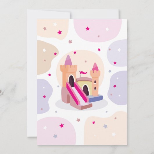 Bouncy Castle Verjaardagsfeestje Roze Bounce House Kaart (Achterkant)