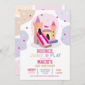 Bouncy Castle Verjaardagsfeestje Roze Bounce House Kaart (Voorkant / Achterkant)