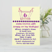 Bouncy House Girls Party Uitnodiging (Staand voorkant)