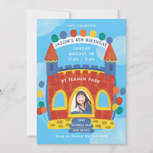 Bouncy House Kind verjaardagsfeestje Kaart (Voorkant)