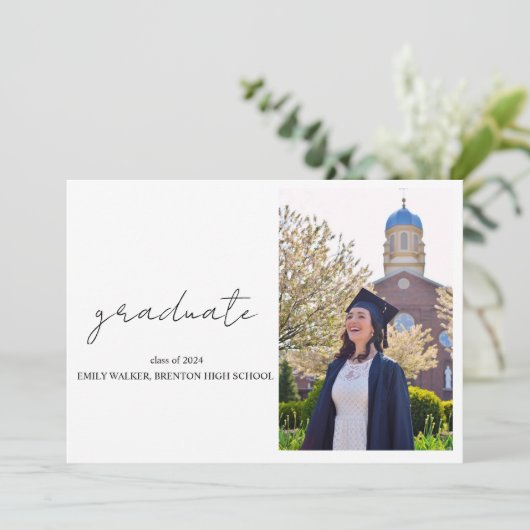 Bouncy Script-Afstuderen Kaart (Staand voorkant)