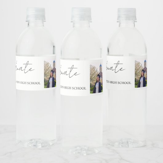 Bouncy Script-Afstuderen Waterfles Etiket (Flessen)