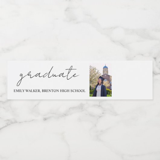Bouncy Script-Afstuderen Waterfles Etiket (Enkel label)