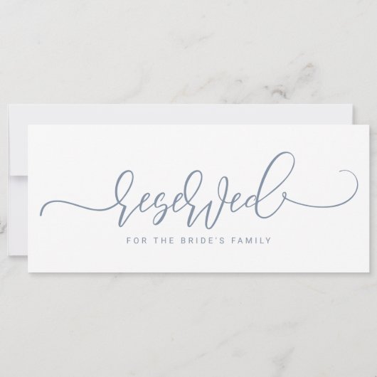 Bouncy Script Dusty Blue van het huwelijk Gereserv Kaart (Achterkant)