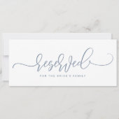 Bouncy Script Dusty Blue van het huwelijk Gereserv Kaart (Voorkant)