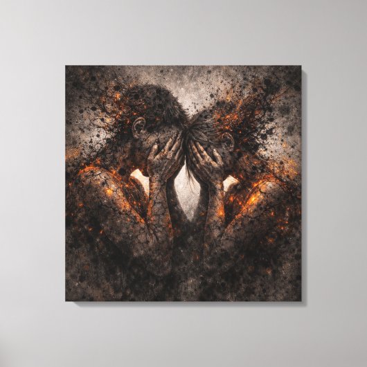 Bound by Fire: A Couple's Shared Struggle Canvas Afdruk (Voorkant)