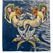 Bound Mermaids - Nautisch ontwerp voor oceaanliefh Douchegordijn (Voorkant)