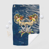 Bound Mermaids - Nautisch ontwerp voor oceaanliefh Golfhanddoek (Insitu)