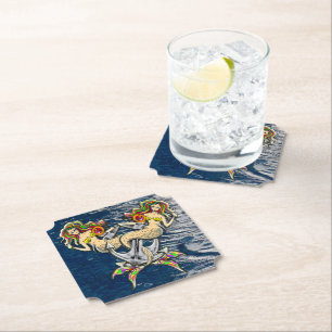 Bound Mermaids - Nautisch ontwerp voor oceaanliefh Kartonnen Onderzetters