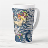 Bound Mermaids - Nautisch ontwerp voor oceaanliefh Latte Mok (Rechterhoek)