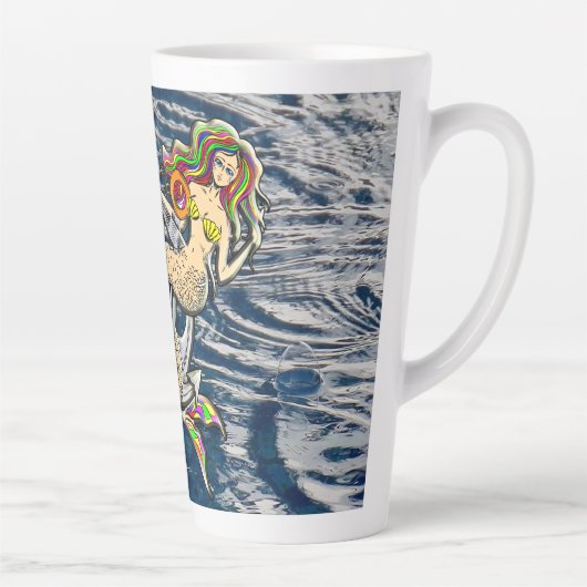 Bound Mermaids - Nautisch ontwerp voor oceaanliefh Latte Mok (Rechts)