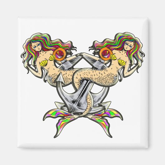 Bound Mermaids - Nautisch ontwerp voor oceaanliefh Magneet (Voorkant)