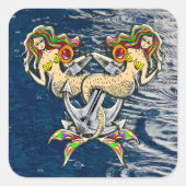 Bound Mermaids - Nautisch ontwerp voor oceaanliefh Vierkante Sticker (Voorkant)