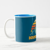 Boundary Peak Nevada Retro Turquoise Tweekleurige Koffiemok (Links)