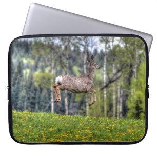Bounding Mule Deer & Forest Wildlife Animal Foto Laptop Sleeve