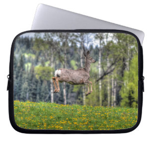 Bounding Mule Deer & Forest Wildlife Animal Foto Laptop Sleeve