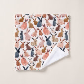 BOUNDLESS BUNNIES Cute Pastel Waterverf Rabbit Bad Handdoek (Wasdoekje)