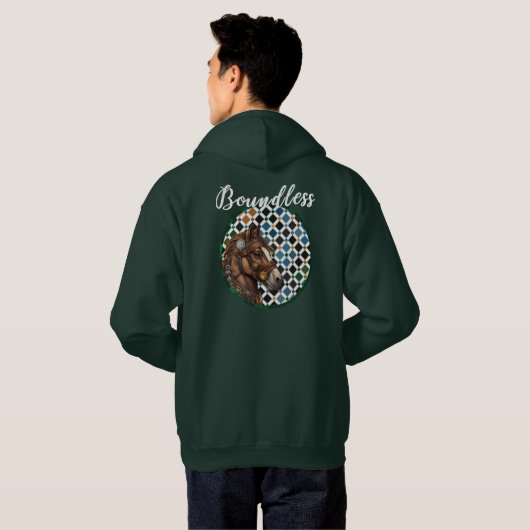 Boundless Horse Hoodie – Alhambra Geometric Art Ba (Achterkant volledig)