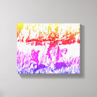 Boundless Joy: Mumu in Actie Canvas Afdruk